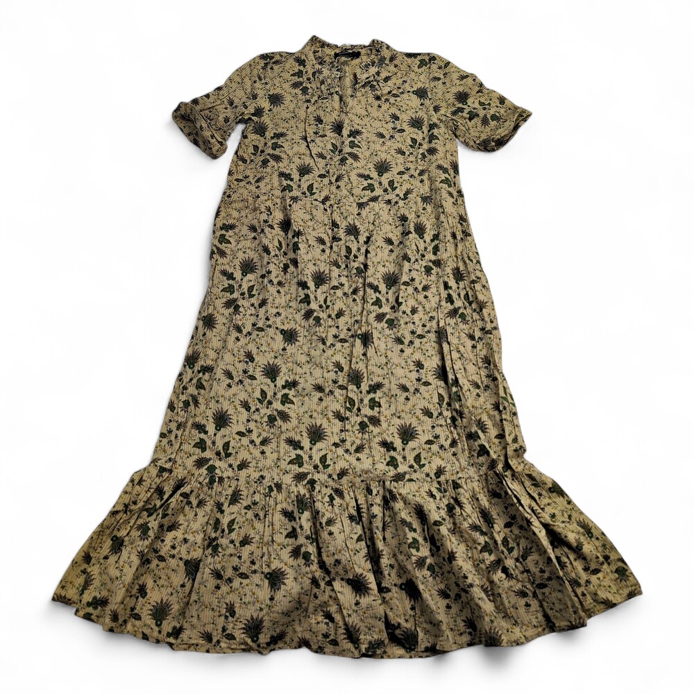 Monoprix Femme Floral Maxi Dress Sz 4/US 6 Boho Ruffle Hem